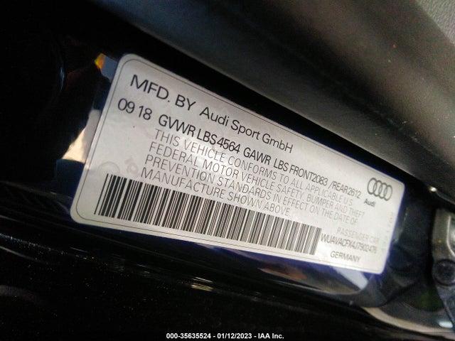 2018 Audi R8, VIN: WUAVACFX4J7902476