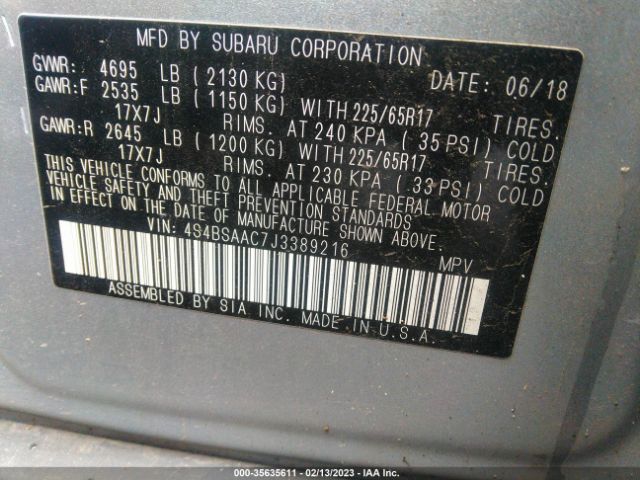 4S4BSAAC7J3389216 Subaru Outback