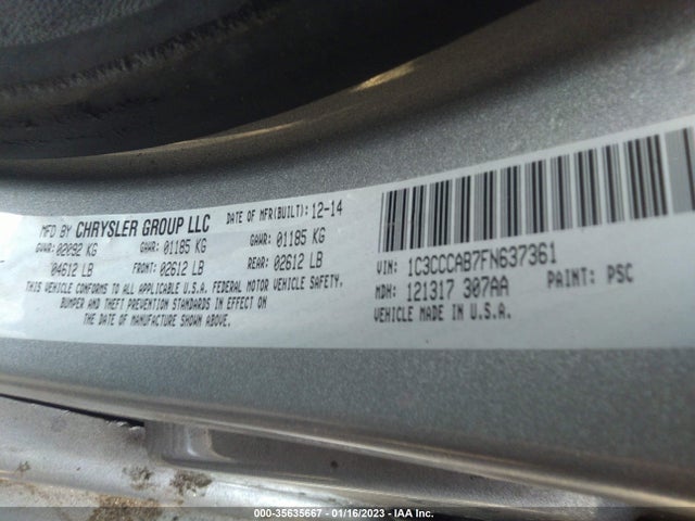 2015 CHRYSLER 200 LIMITED VIN: 1C3CCCAB7FN637361