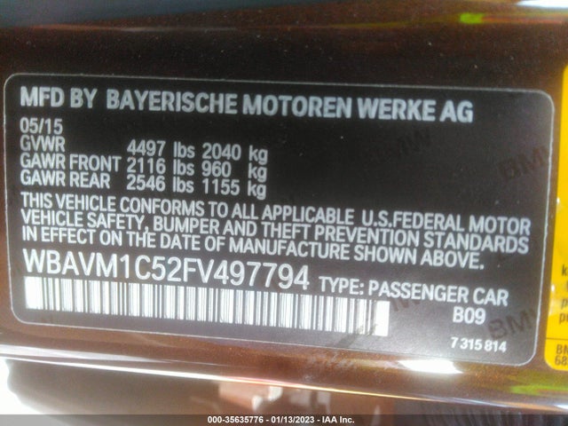 2015 BMW X1, VIN: WBAVM1C52FV497794