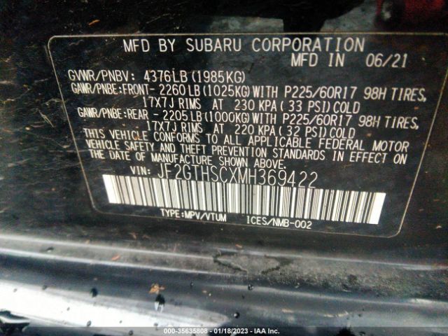 JF2GTHSCXMH369422 Subaru Crosstrek Sport