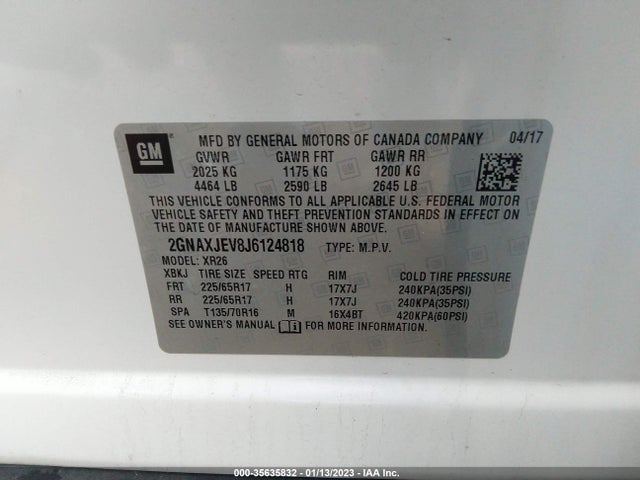 Chevrolet EQUINOX LT 2018 2GNAXJEV8J6124818 Image 9