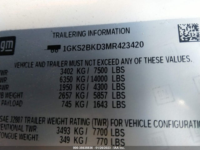 GMC Yukon 4wd Slt 2021 1GKS2BKD3MR423420 Image 9