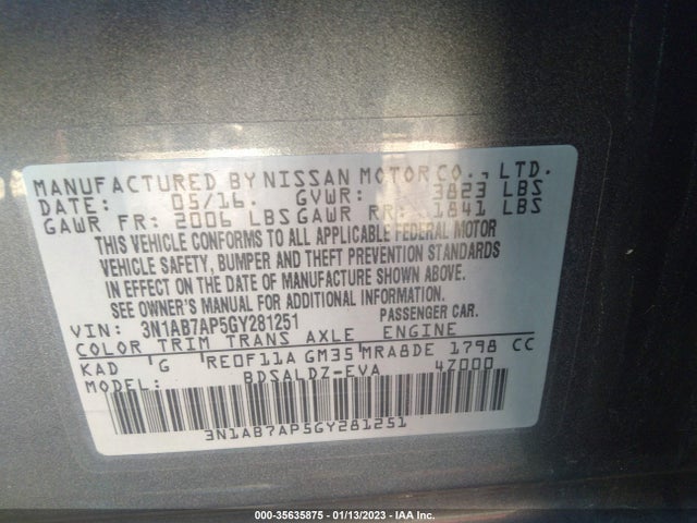 Nissan SENTRA SV 2016 3N1AB7AP5GY281251 Image 11