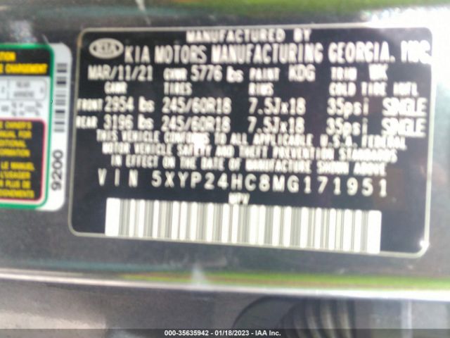 5XYP24HC8MG171951 KIA Telluride Lx
