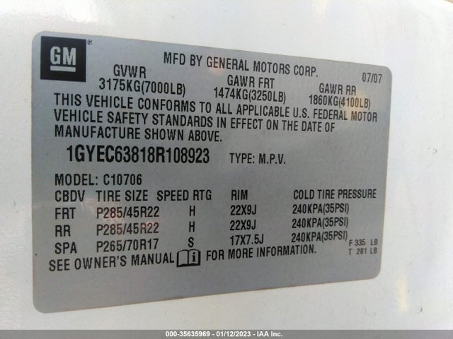 Cadillac Escalade 2008 1GYEC63818R108923 Image 10