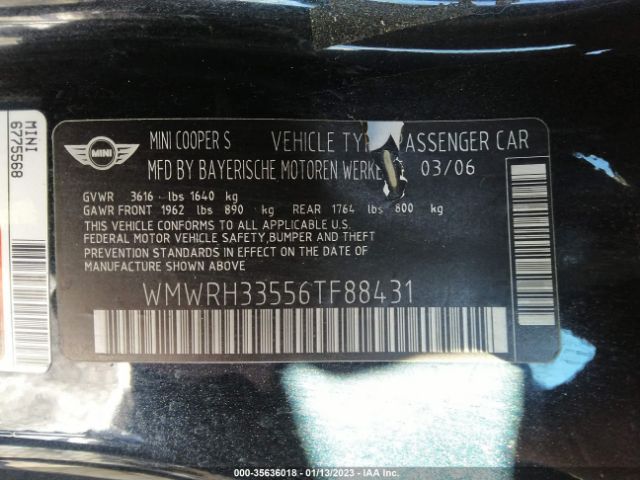 WMWRH33556TF88431 Mini Cooper Convertible S