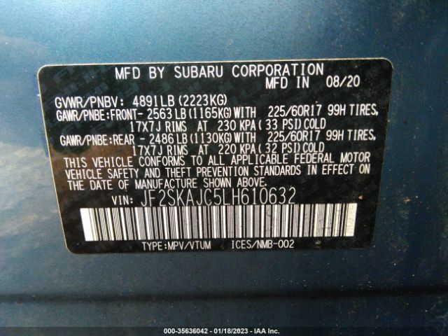 JF2SKAJC5LH610632 Subaru Forester Premium