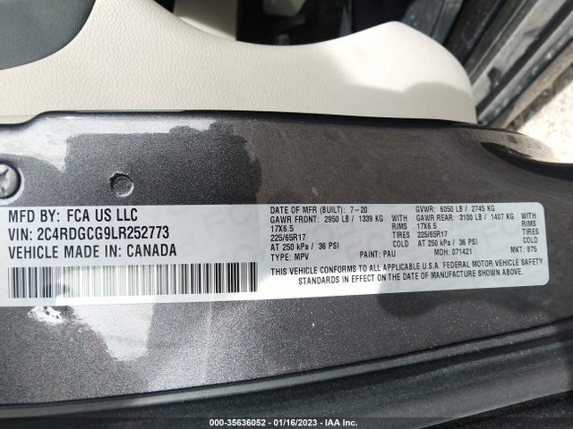 2020 Dodge Grand Caravan, VIN: 2C4RDGCG9LR252773