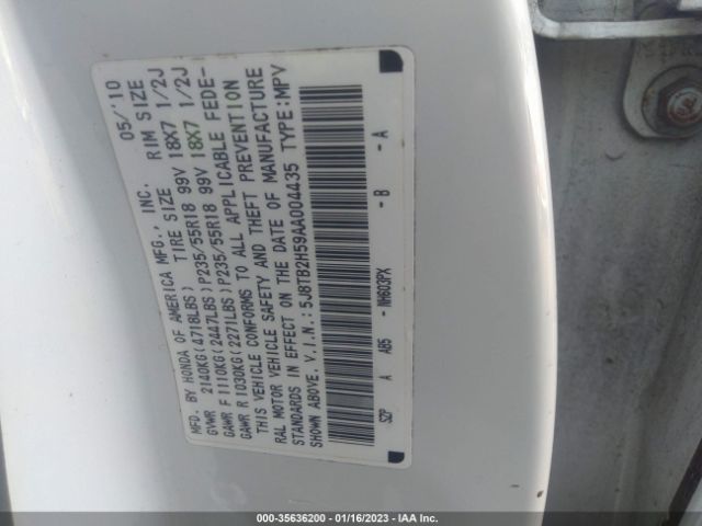 5J8TB2H59AA004435 Acura Rdx Tech Pkg