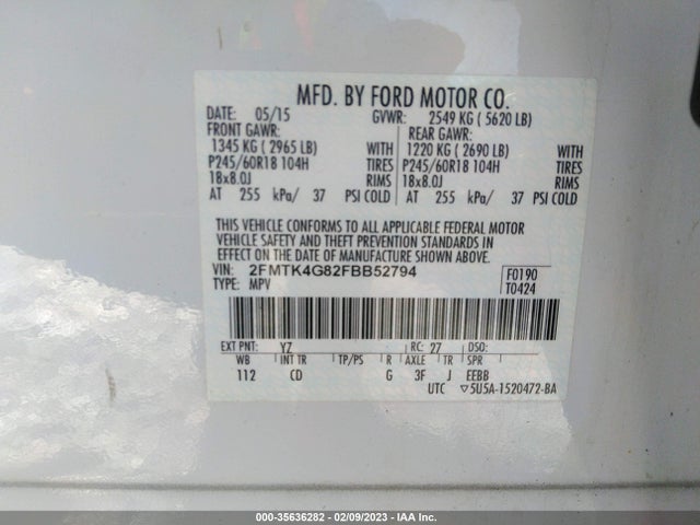 Ford EDGE SE 2015 2FMTK4G82FBB52794 Image 11