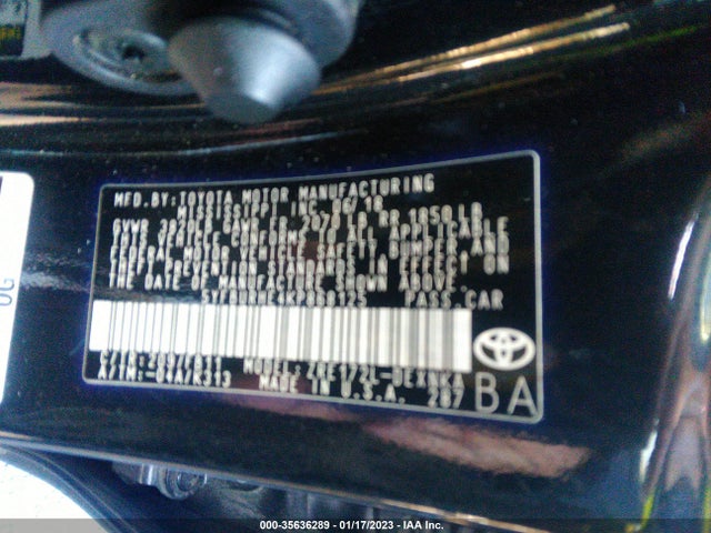 2019 TOYOTA COROLLA LE VIN: 5YFBURHE4KP868125