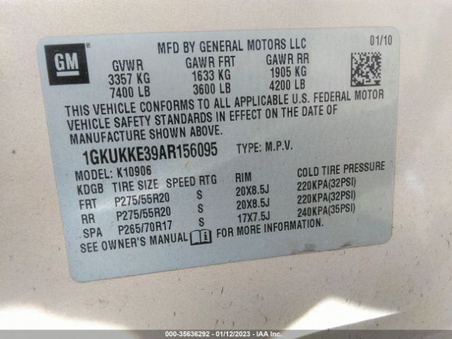 1GKUKKE39AR156095 GMC Yukon Xl Slt
