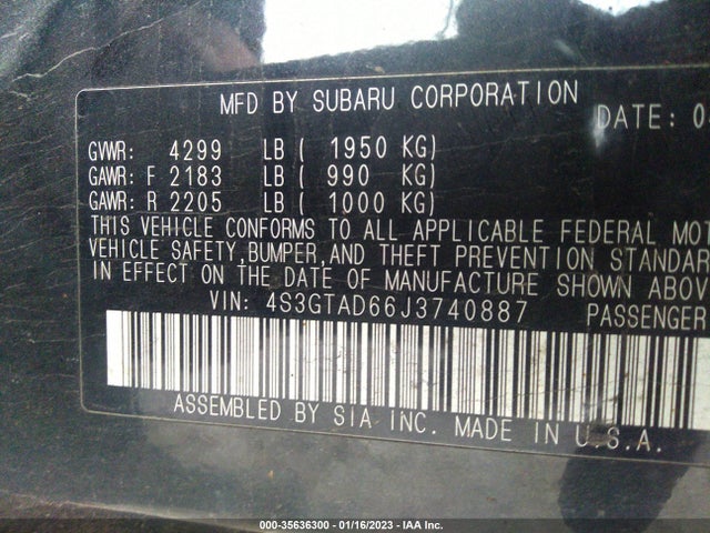 Subaru Impreza 2018 4S3GTAD66J3740887 Image 9