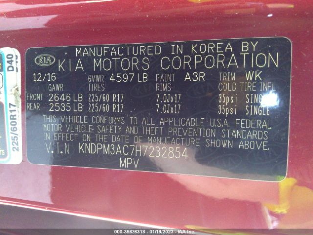 KNDPM3AC7H7232854 KIA Sportage Lx