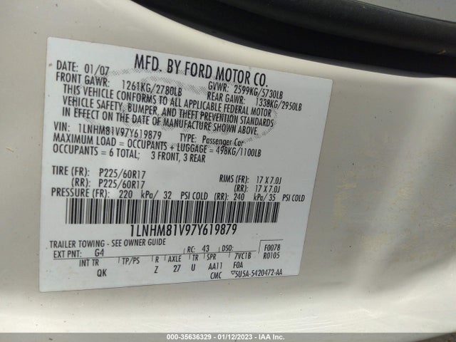 Lincoln Town Car 2007 1LNHM81V97Y619879 Image 10