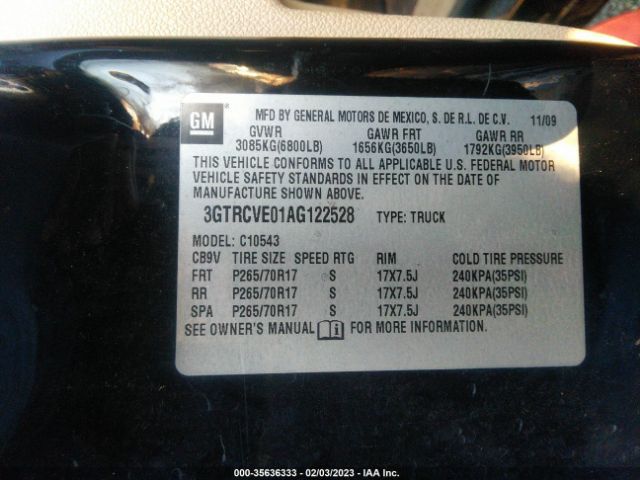 3GTRCVE01AG122528 GMC Sierra 1500 Sle