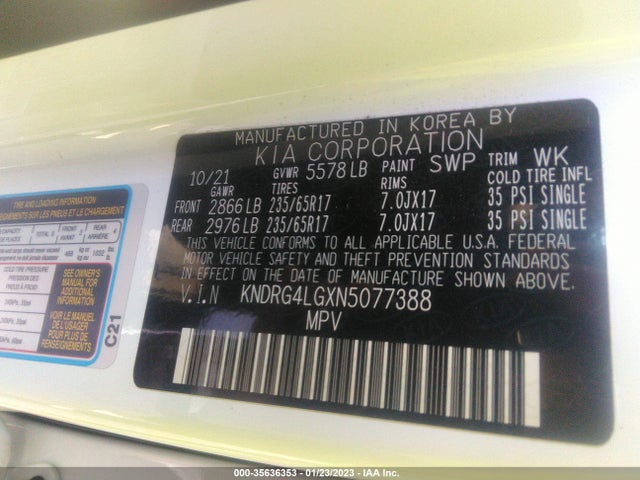 2022 Kia Sorento, VIN: KNDRG4LGXN5077388