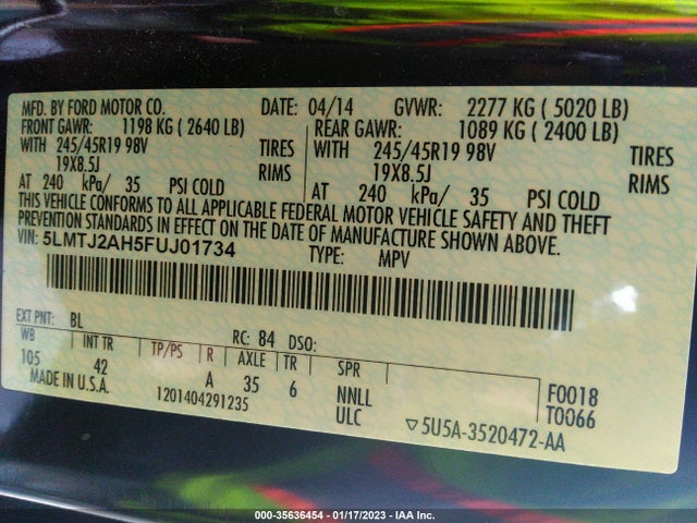 Lincoln MKC 2015 5LMTJ2AH5FUJ01734 Image 11