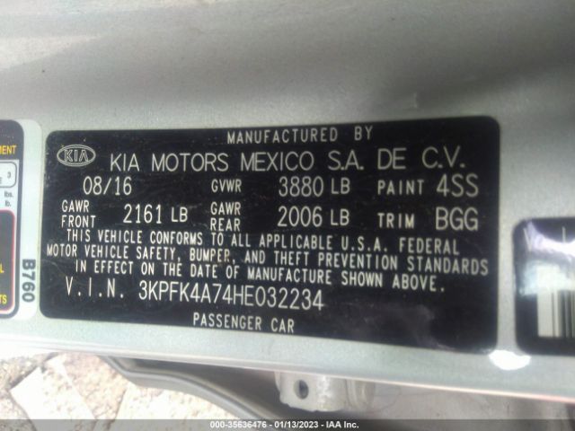3KPFK4A74HE032234 KIA FORTE LX