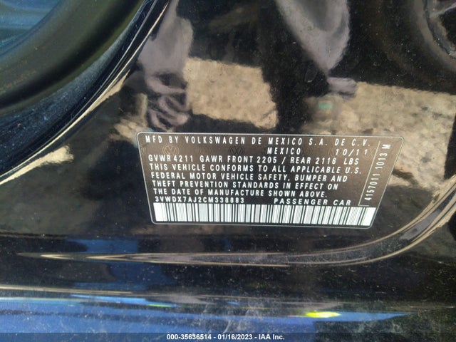 2012 VOLKSWAGEN JETTA SEDAN SE W/CONVENIENCE VIN: 3VWDX7AJ2CM338883
