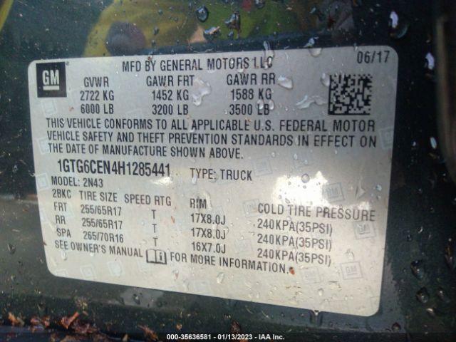 1GTG6CEN4H1285441 GMC Canyon 4wd Sle