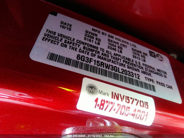 2016 Chevrolet SS, VIN: 6G3F15RW3GL203312