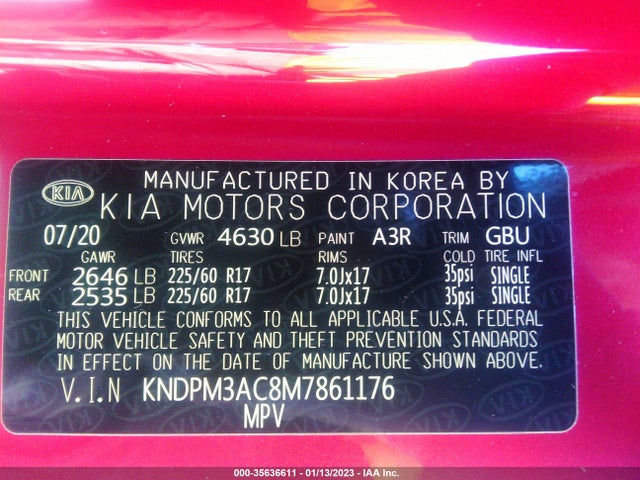2021 Kia Sportage, VIN: KNDPM3AC8M7861176