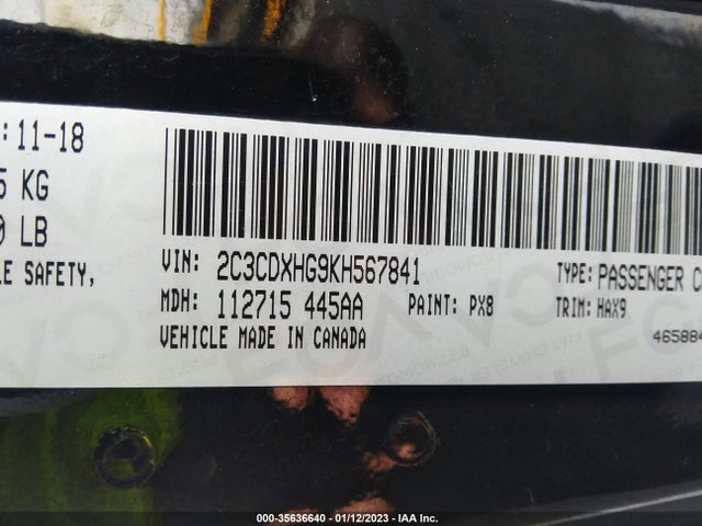 Dodge CHARGER GT 2019 2C3CDXHG9KH567841 Image 9