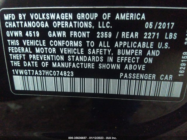 Volkswagen Passat 1.8t Se 2017 1VWGT7A37HC074823 Image 9