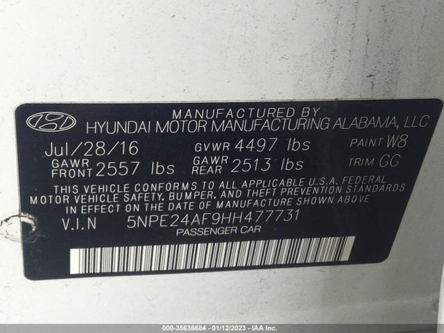 Hyundai Sonata 2.4l 2017 5NPE24AF9HH477731 Image 10