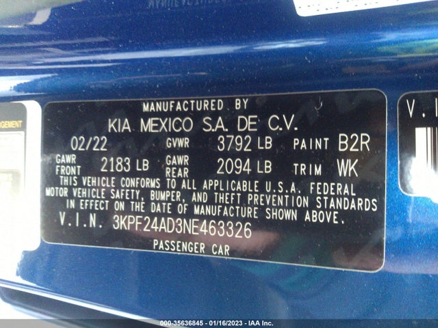 KIA Forte Lxs 2022 3KPF24AD3NE463326 Image 9