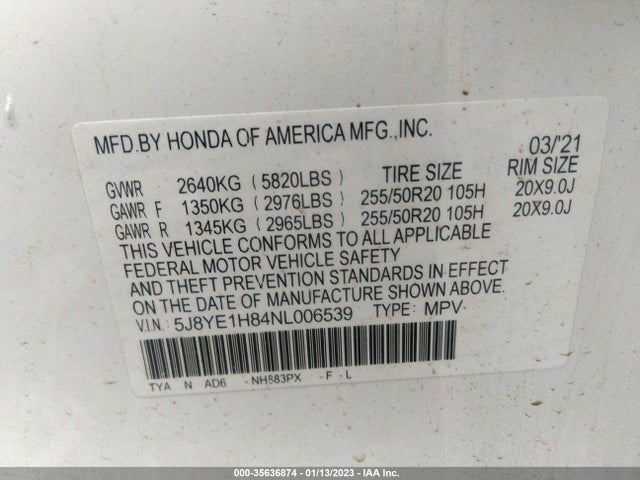 2022 Acura MDX, VIN: 5J8YE1H84NL006539