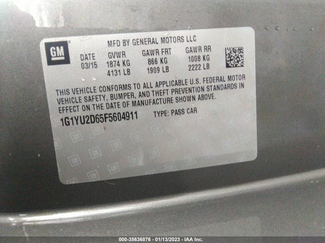 2015 Chevrolet Corvette, VIN: 1G1YU2D65F5604911