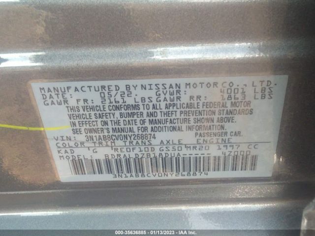 3N1AB8CV0NY268874 Nissan SENTRA SV