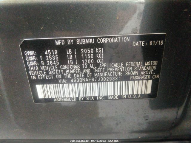 4S3BNAF67J3029331 Subaru Legacy Premium