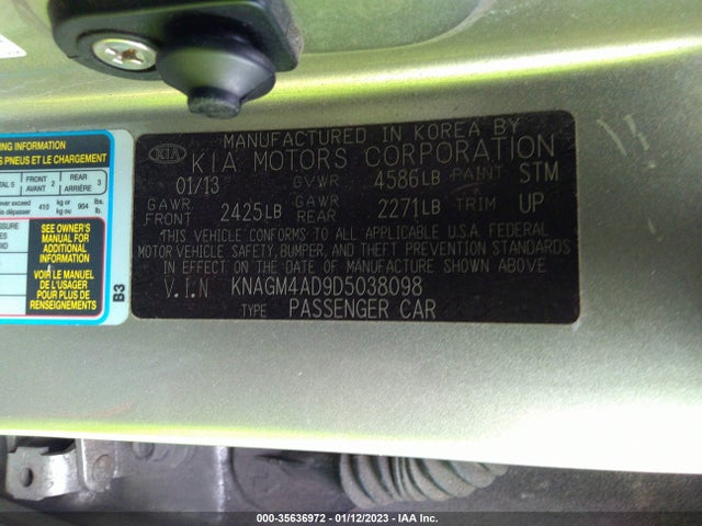 KIA Optima Hybrid Lx 2013 KNAGM4AD9D5038098 Image 9