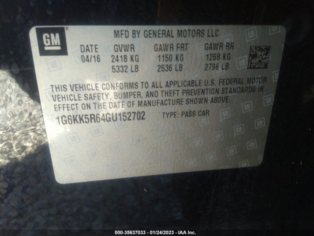2016 Cadillac CT6, VIN: 1G6KK5R64GU152702