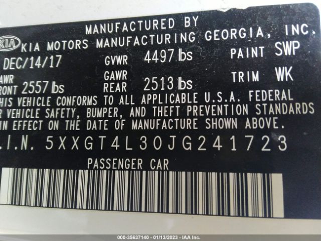 5XXGT4L30JG241723 KIA Optima S