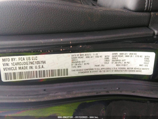 Dodge DURANGO GT 2022 1C4RDJDG7NC105794 Image 9
