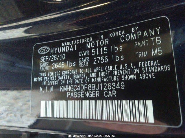 Hyundai Genesis 2011 KMHGC4DF8BU126349 Image 11