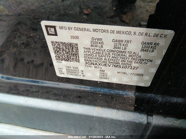 2021 Chevrolet Equinox, VIN: 3GNAXUEV7MS107127