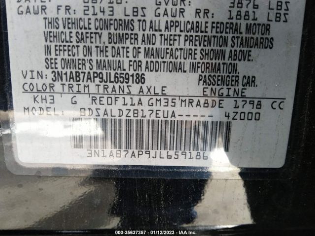 3N1AB7AP9JL659186 Nissan SENTRA SV