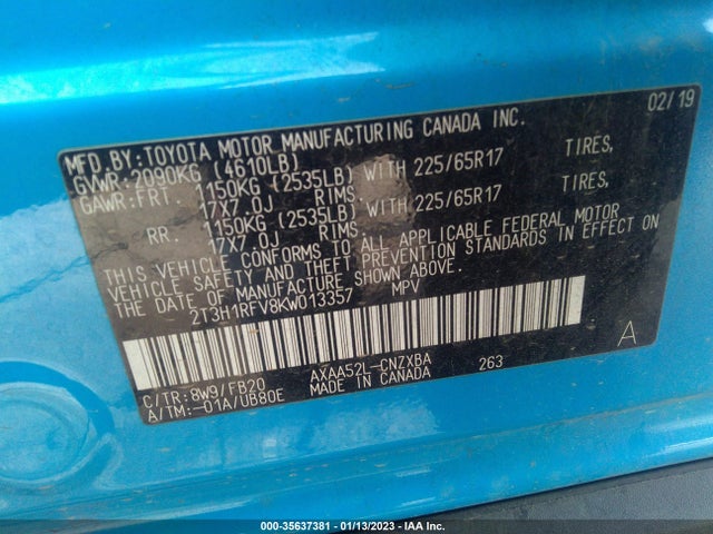 Toyota RAV4 LE 2019 2T3H1RFV8KW013357 Image 10