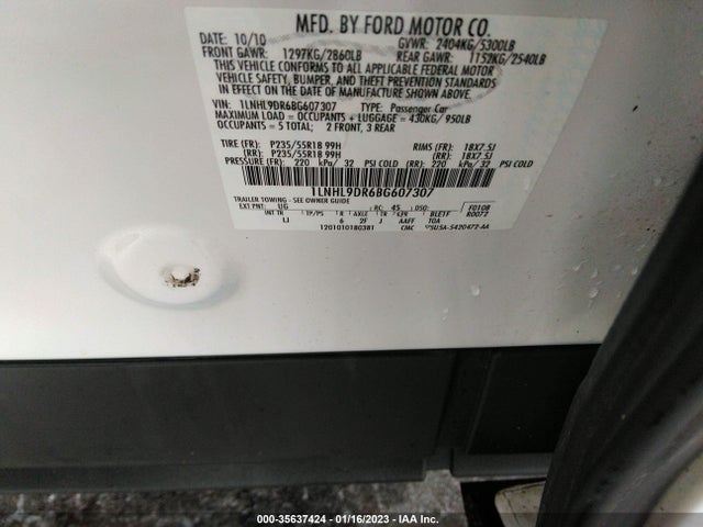 Lincoln MKS 2011 1LNHL9DR6BG607307 Image 10