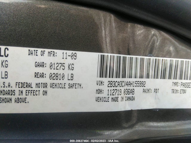 Dodge Charger 2010 2B3CA3CV4AH155992 Image 9