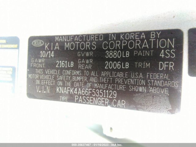 KNAFK4A66F5351129 KIA FORTE LX