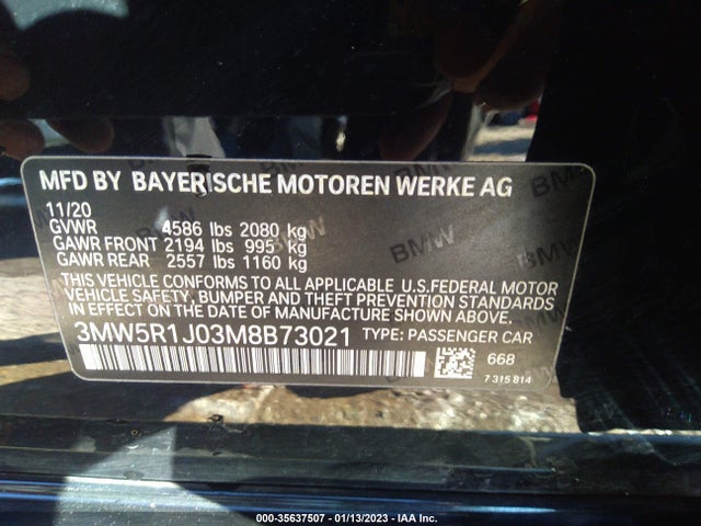 BMW 3 Series 330i 2021 3MW5R1J03M8B73021 Image 9