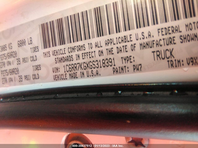 2016 Ram 1500, VIN: 1C6RR7KGXGS318391