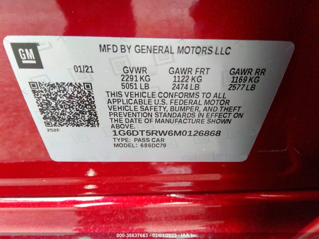 2021 Cadillac CT5, VIN: 1G6DT5RW6M0126868